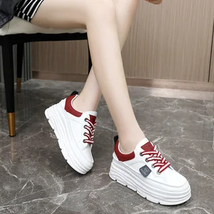 W3619 Women's Loafers Autumn Sports Casual Shoes with Thick Sole for Height Increase Fashionable Board Shoes for Summer