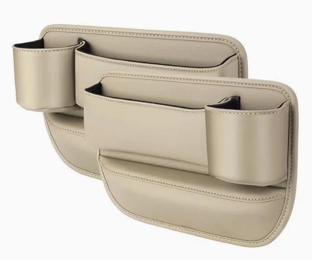 Multi-Function Leather Storage Bag Car Seat Interior Accessories with Stitched Leather for Organization