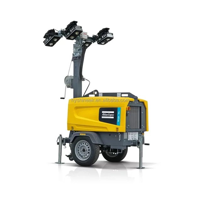 Atlas-Copco HiLight V5+ NEO Portable LED Lighting Tower 5000m² Coverage Low Fuel Consumption Motor 7.5m Mast Silent Operation