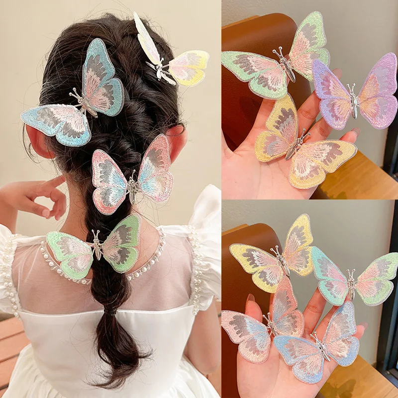 Wholesale Korean Children Moving Butterfly Hairpin Girls Super Fairy  Hairclip Cute Princess Hair Accessories Headwear