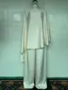 Ivory white Satin irregular-cut top and wide-leg pants set