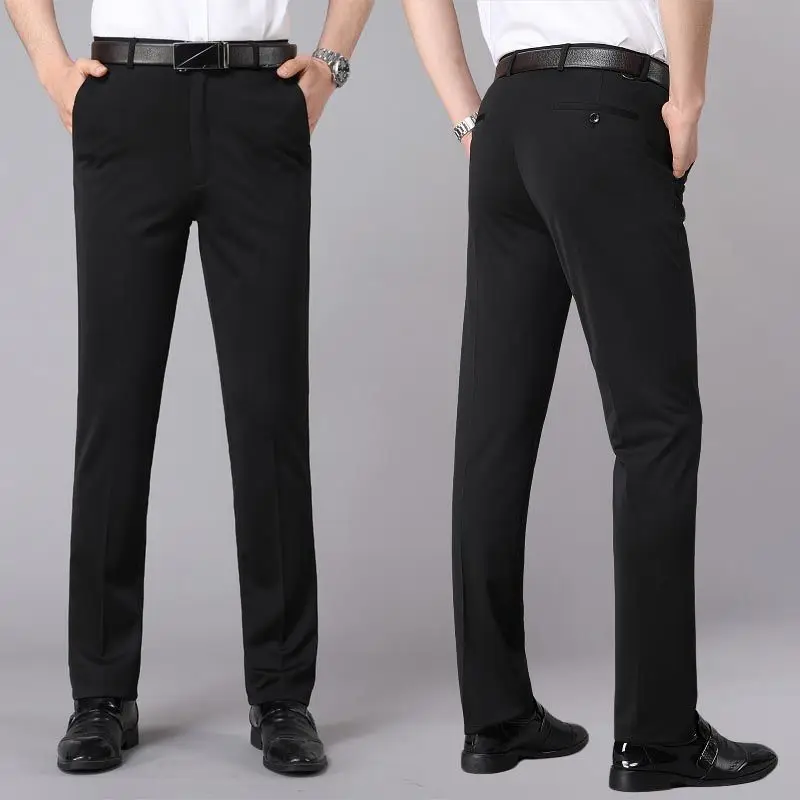 Men's Business Trousers Casual Pants Thin Pants Stretch Straight Suit ...