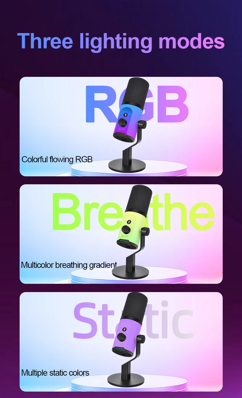 Zx-777 Rgb Live Dynamic Microphone For Teaching,Recording,Xlr/usb