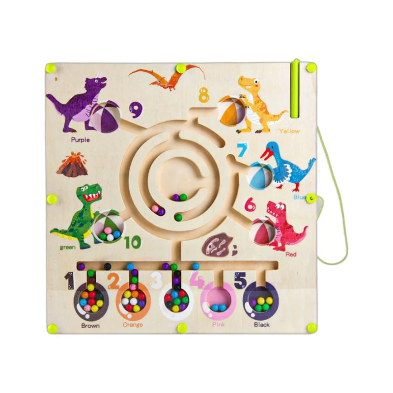 New Wooden Dinosaur Maze Puzzle Board Magnet Toys Sorting Games Juguetes Baby Early Montessori Educational Toys