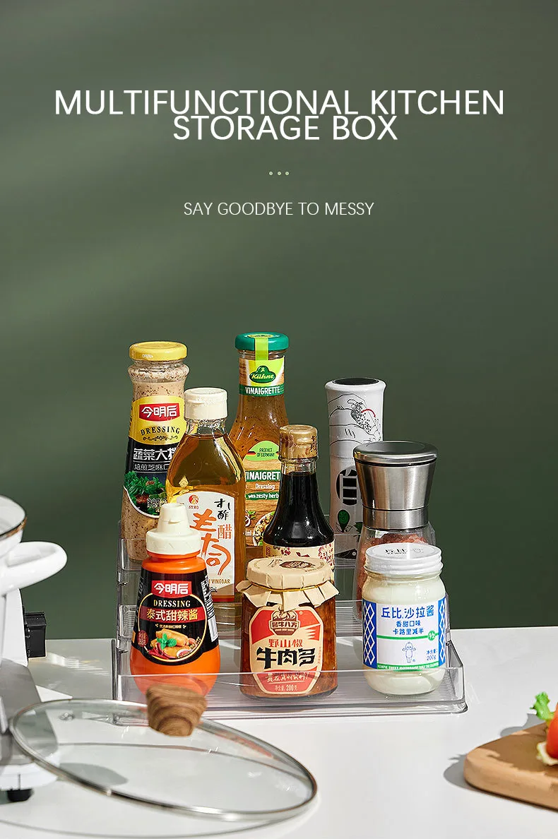 PET Transparent Multifunctional Vertical Spice Rack Organizer Standing Type with Three-Tier System Easy Installation Kitchen Use