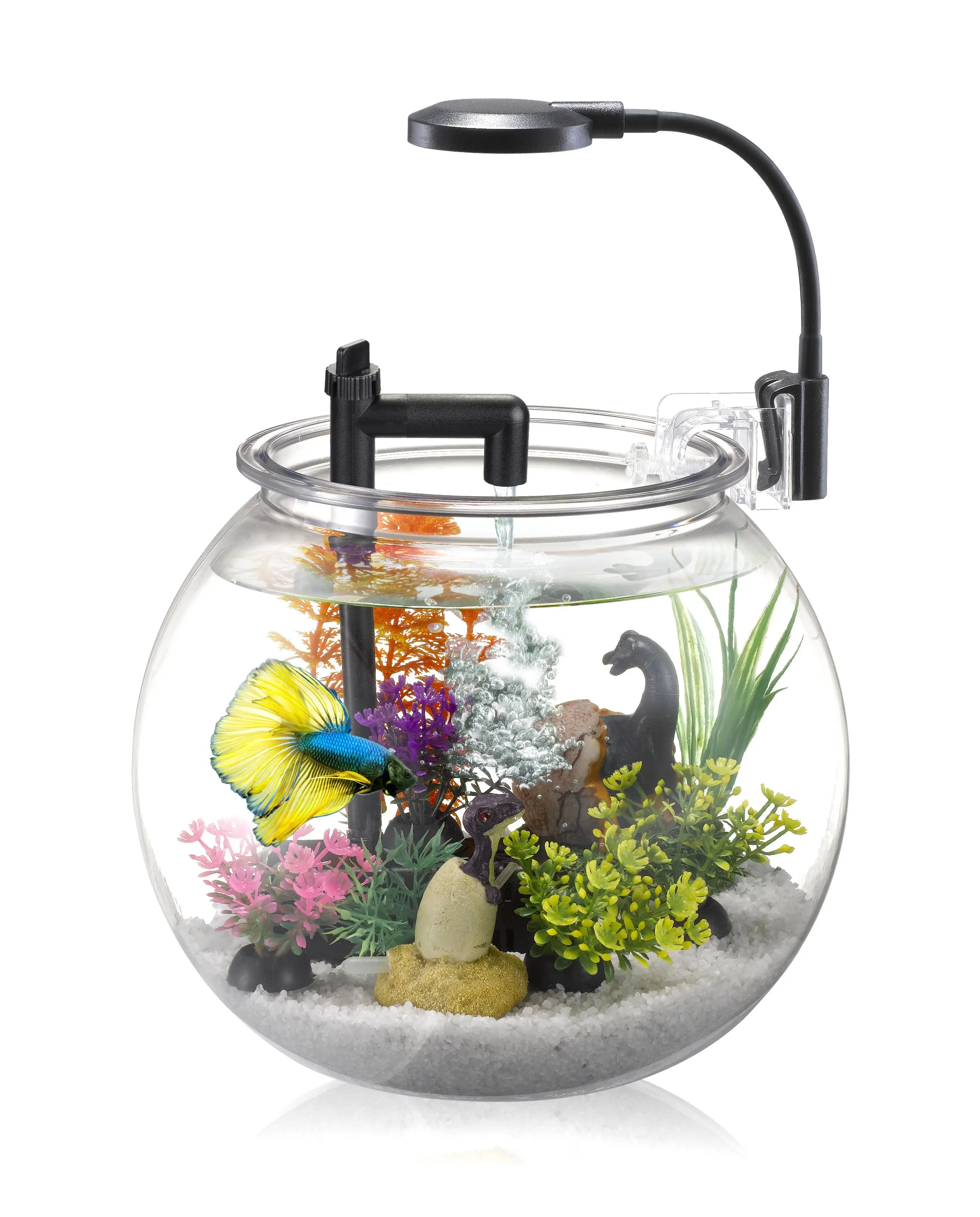 Wholesale Desktop USB 4L 12L Transparent Clear Round Small Cheap Plastic Fish Tank With Filter