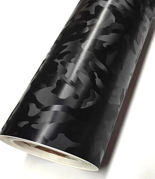 Fashion Style Premium Bubble Free 3D Ghost Camouflage Pattern Black Carbon Fiber Vinyl Film Car Decals Stickers Vinyl