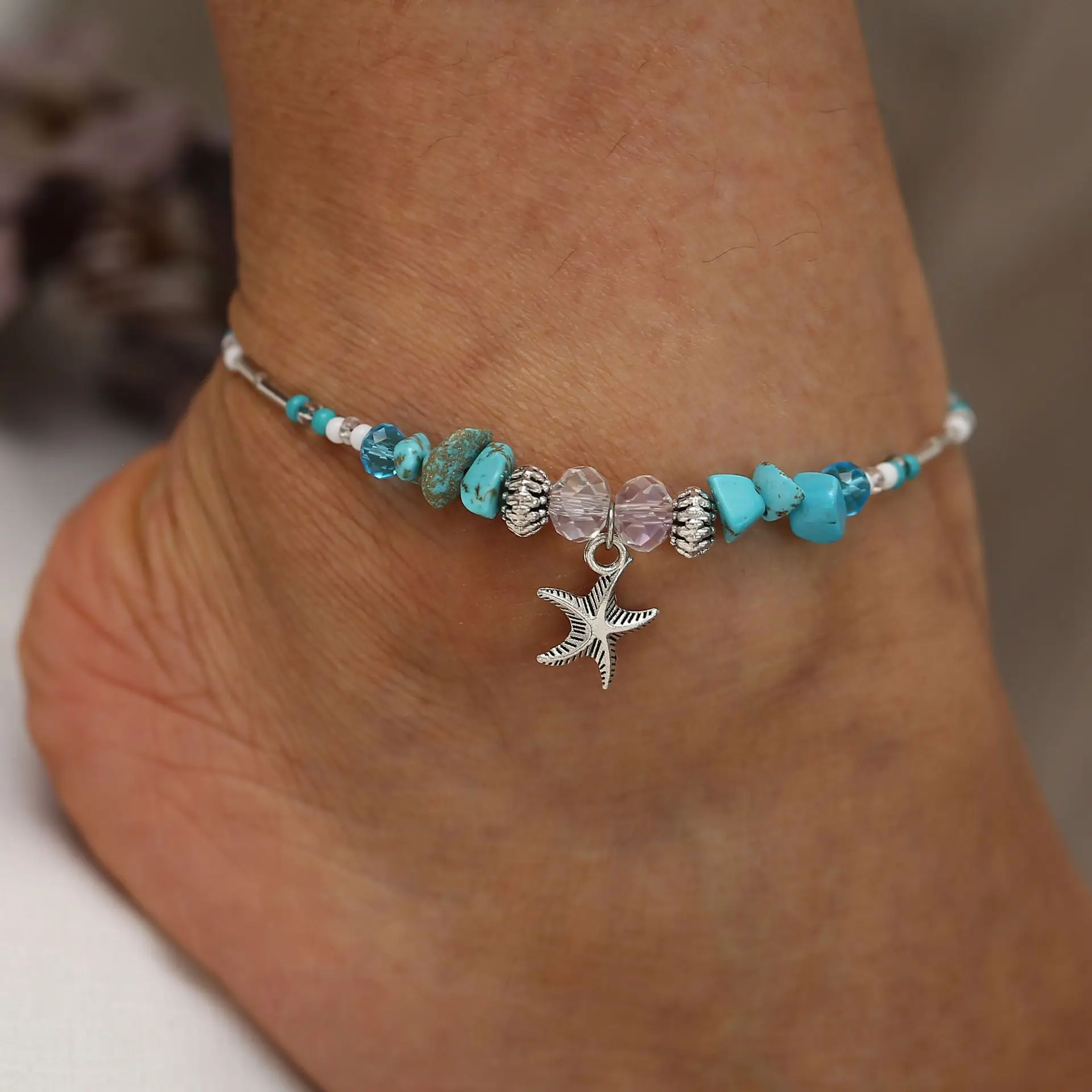 Newest Multilayered Lock Snake Chain Anklet for Women Gold Butterfly Foot Bracelet Anklets