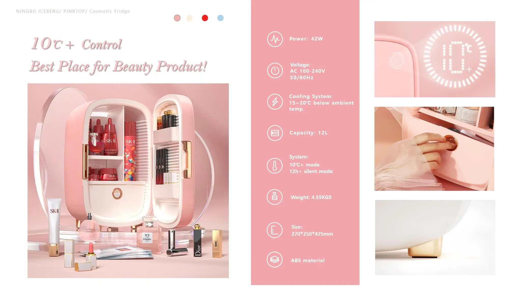 New 12l Custom Portable Cosmetics Fridge Pink Small Refrigerator For