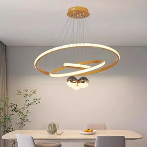 Modern Simple Round Aluminum Chandelier with Remote Control for Living Room Bedroom or Dining Room New Recommendation