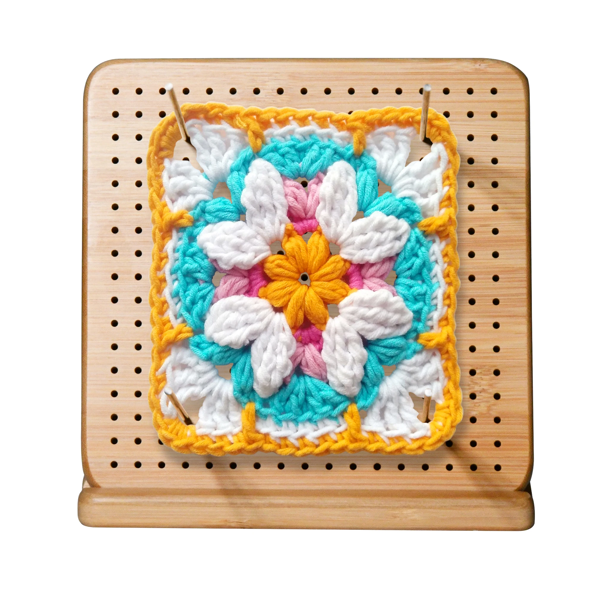 Planche De Blocage En Bambou Pour Crochet - 20cm Avec Épingles Métal & Tiroir De Rangement | Kit Complet Tricot