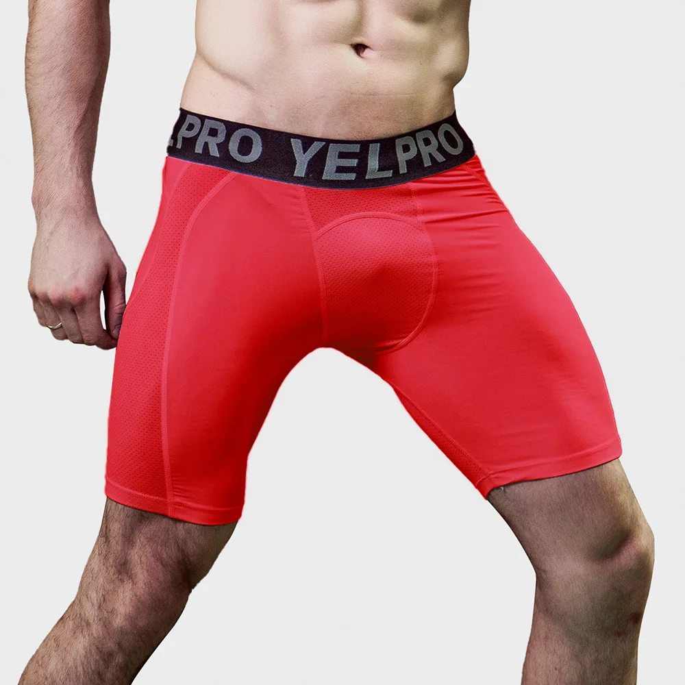 Customizable Men's Polyester Gym Compression Shorts Stock Boxers Knitted Fabric Sports Fitness Swim Underwear Private Label