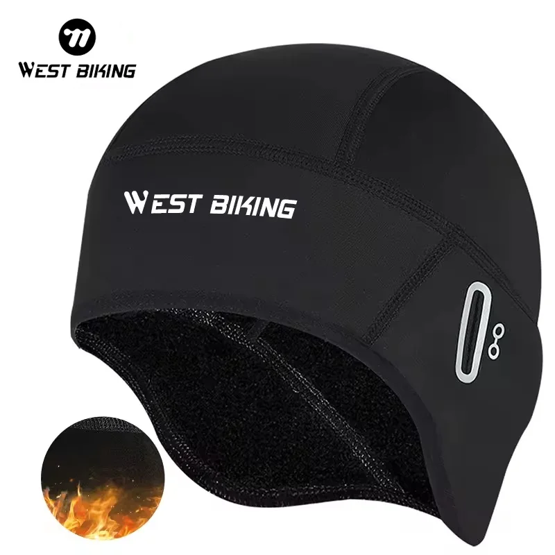 WEST BIKING Winter Cyciling Cap Windproof Polar Fleece Bicycle Hat Glasses  Holes Running Riding Sport Warm Helmet Inner Cap