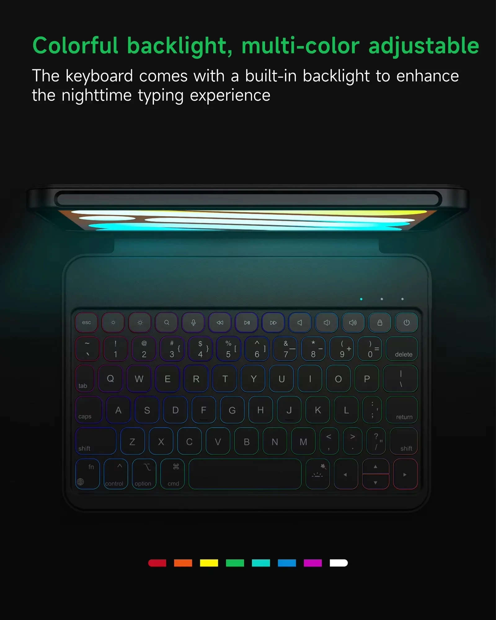 product rgb backlit detachable keyboard case for ipad mini 6th  7th gen slim lightweight cover case for kids study  work adults-9