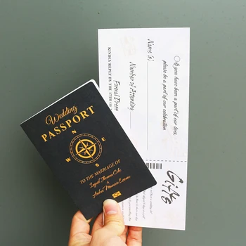 Digital Printing Visa Passport Design Wedding Invitations Wording Elegant Invite Mariage Card with Envelope