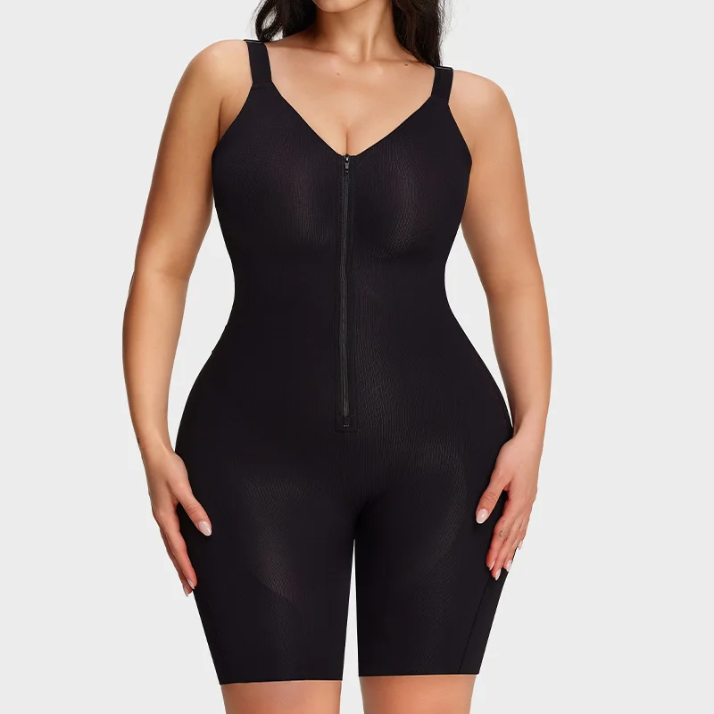 Body-shaping Bodysuit with Zipper Crotch Tight-fitting Firm Control ...