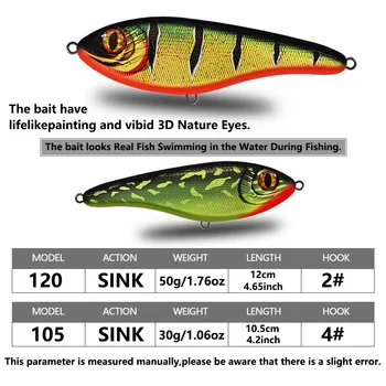 105/12cm Stainless Steel Submersible Gliding Swimming Style European Jerkbait Pike Bionic Artificial Hard Bait – Minnow – view 3