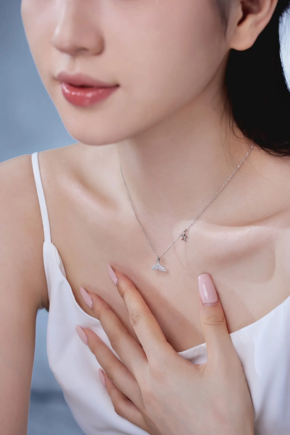 KAKODIY Elegant 18K Gold Plated Jewelry Zirconia Necklace 925 Sterling Silver Star Mermaid Fishtail Charm Pendant Women's Necklace detail 2