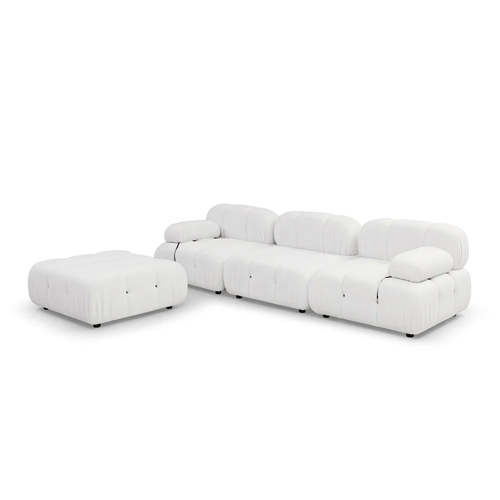 Vasagle Living Room Furniture 4piece Reversible Chaise Upholstered Sofa Set With Ottoman
