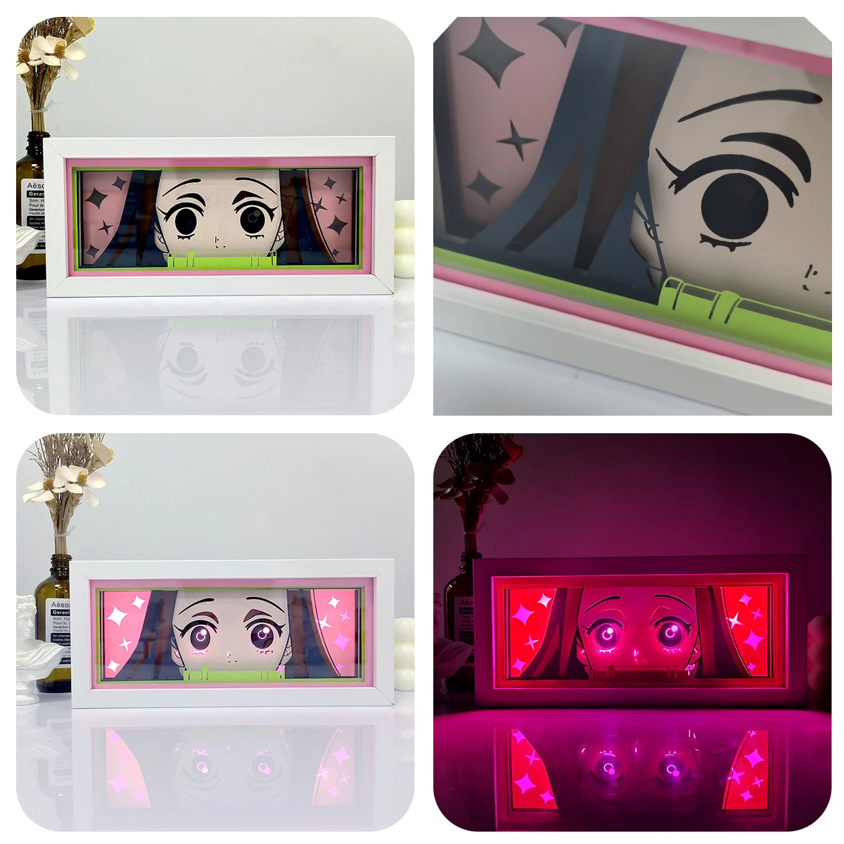 69 Designs RGB Framed 3D Paper Cut Carving Lamp Cartoon Character Uzumaki Anime Figure Paper LED Light Box Night Light