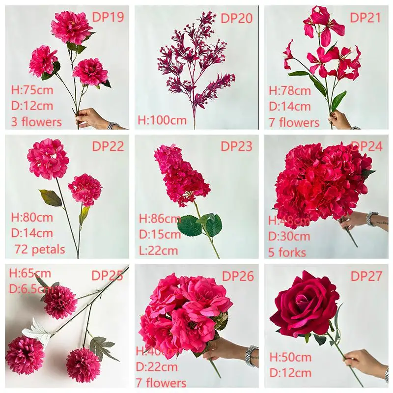 product multicolor dark pink flores artificiales single hydrangea for wedding decoration-53