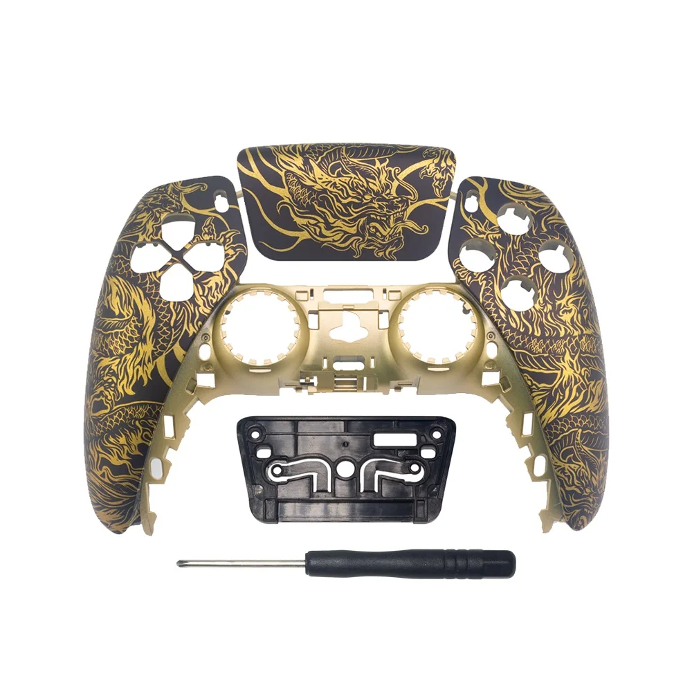 Source Customized for PS5 Joystick Controller Front Face Shells Cover Case  Controller Parts Replacements Gold Dragon on m.
