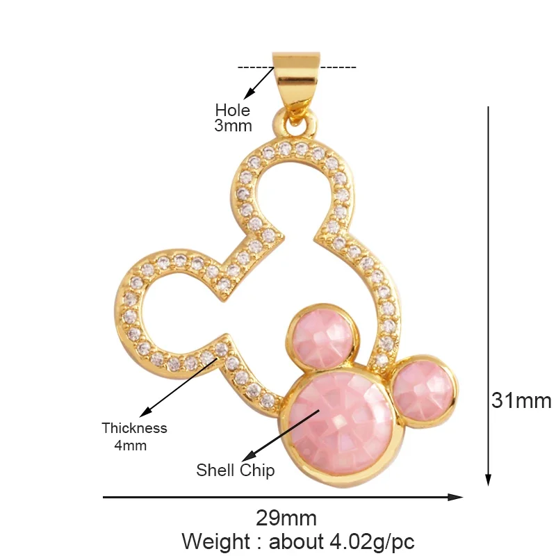 Elephant Dinosaur Leopard Rabbit Snake Bear Duck Charm Pendant,18K Gold Animal Necklace Bracelet for Handmade Jewelry Supply P19