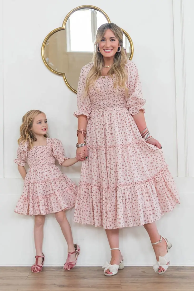 2022 Summer Boho Floral Plaid Print Mother Daughter Mom And Baby Dresses  Outfits Puff Sleeve Mommy and Me Family Matching Dress| Alibaba.com