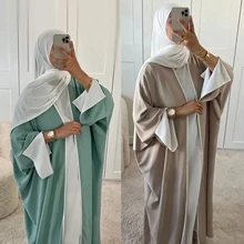 Loriya Muslim Women Abaya 2025 Soft Nida Kimono Slit Sleeves Abaya Islamic Clothing Modest Fashion Oversized Abaya Designs