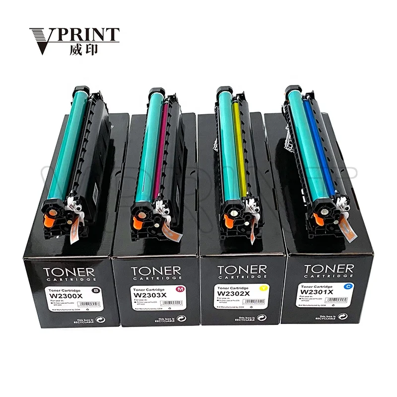 230X W2300X W2301X W2302X W2303X C M Y K  High Yield Toner Cartridge for HP LaserJet Pro 4203 MFP 4303 MFP4303 Printer Parts