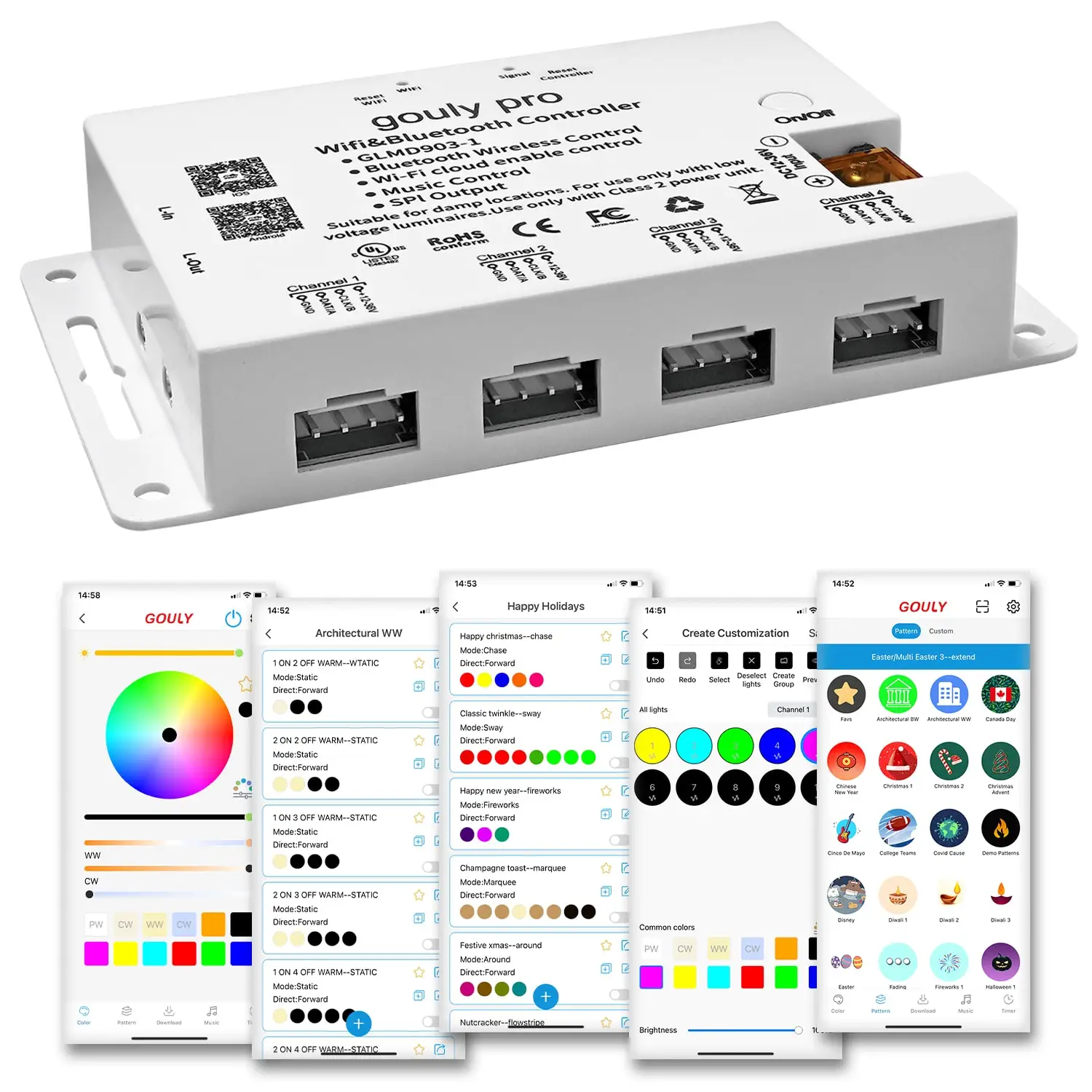 Pixel Light Led Controller Smart Cloud Wifi Rgb Music Sync Led Control System 4 Output Pixel Led Light Controller