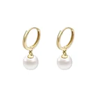 Gold Pearl Earrings Yellow Goldearringspearl Women Dainty 14k Real Gold Freshwater Pearl Earrings In 14k Yellow Gold Huggie Hoop Earrings Wholesale