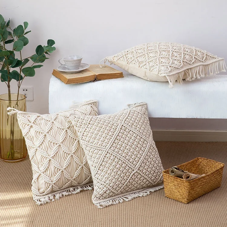 Wholesale Boho Home Decorative 100% Handmade Macrame Cushion Cover