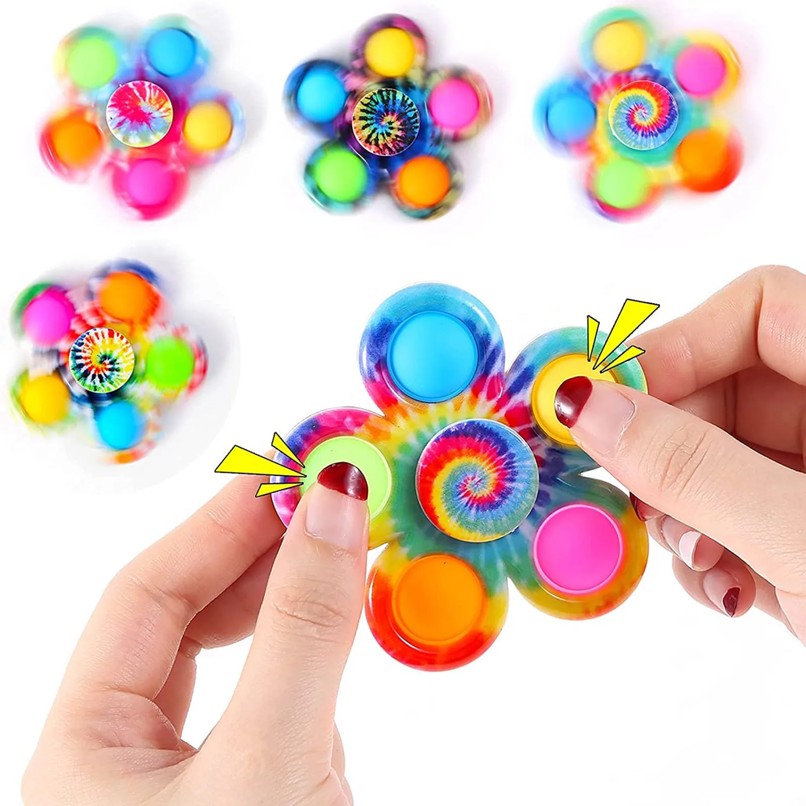 Colorful Beautiful Popper Finger Fidget Spinner Metal Toys Ring Relieve Stress Toys Kids Flying Fidget Spinner