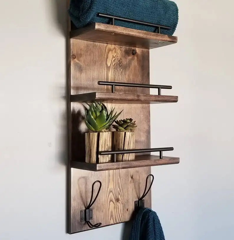 Floating Shelf Organizer Tier Bathroom Towel Rack