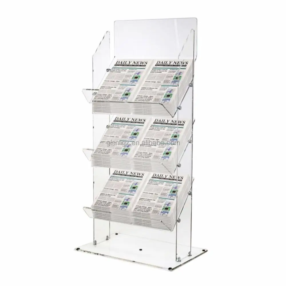 Clear Acrylic Newspaper Magazine Tabloid Brochure Stand Retail Display ...