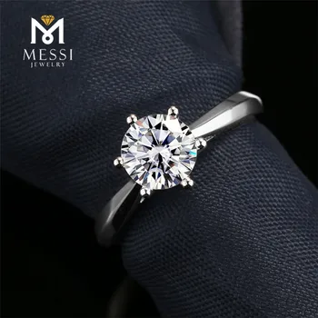 Messi Jewelry Wholesale wedding moissanite ring 14k white gold moissanite rings