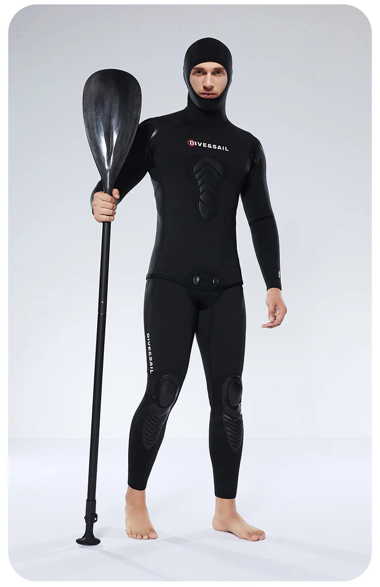 Dive&sail 2 Piece Limestone Cr Neoprene Freediving Suit Hooded