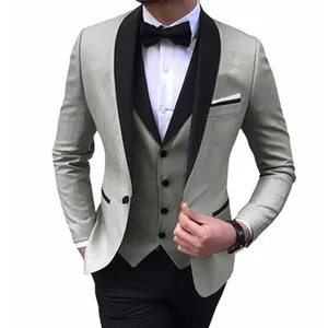 Men's Suit Formal 3 Pieces Regular Fit V-neck Single Breasted Slim Prom Tuxedos Wedding Groomsmen (Blazer+Vest+Pants)