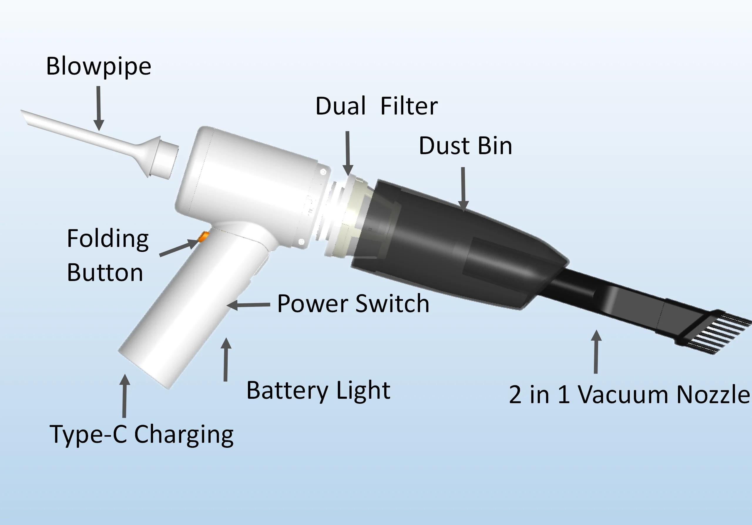 Wireless Vacuum Cleaners Foldable Blowing 8000pa High Suction Two