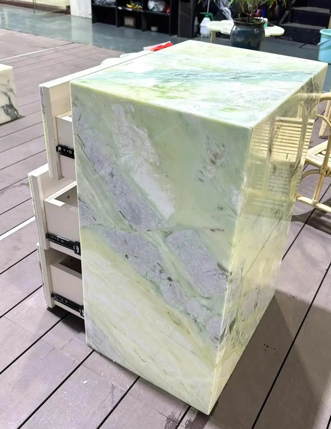 product high quality light green marble cabinets elegant designs for indoor kitchens  bathrooms customizable factory direct sales-4