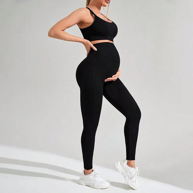 product 2024 customized logo womens crimping running maternity yoga wear seamless 2 piece yoga leggings gym workout wear-59