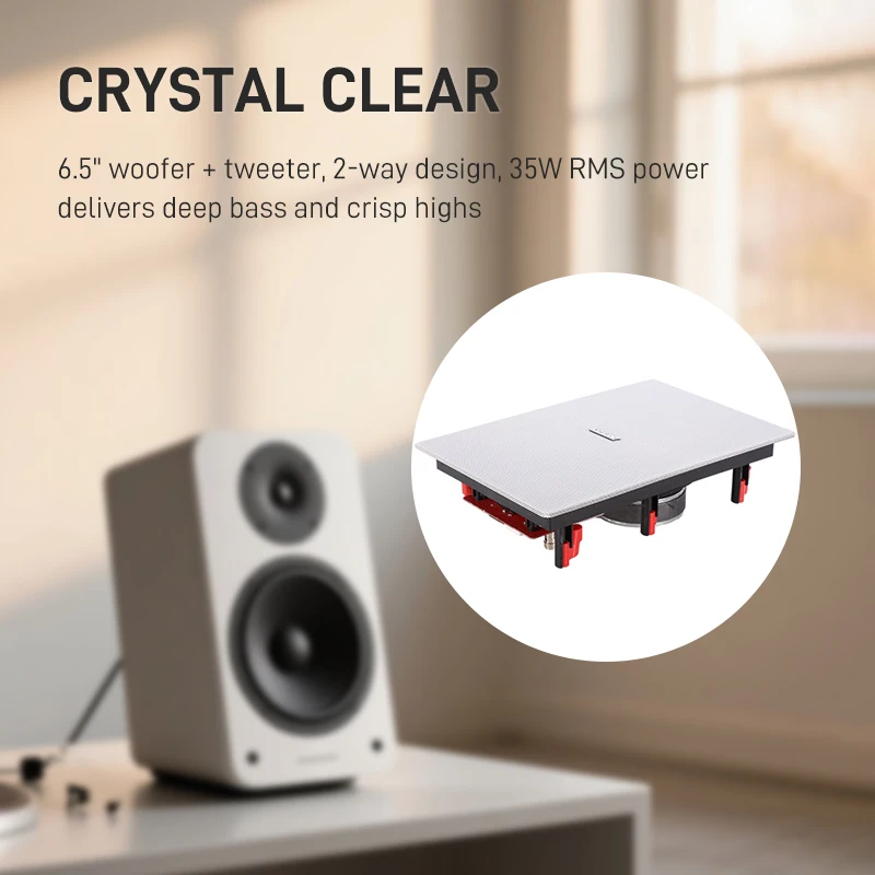 605 6.5 Inch 35W Customized Square Ceiling Speaker Constant Resistance in Ceiling Square Speakers Home Cinema Speaker