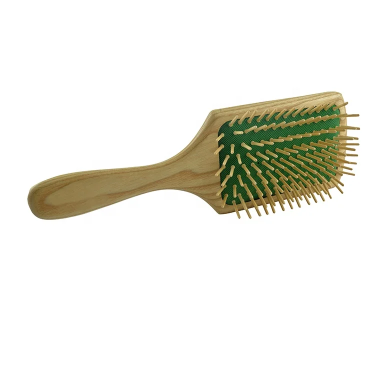 Professional Healthy Care Elegant Streamlined Durable Wooden Hair Brushes Custom Logo Paddle Cushion