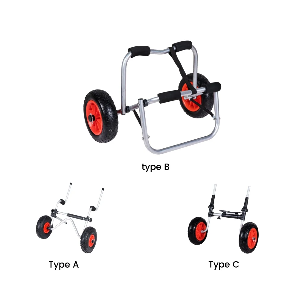 Lightweight Foldable Hand Kayak Trolley with Pneumatic Wheels for Canoe and Kayak Transportation