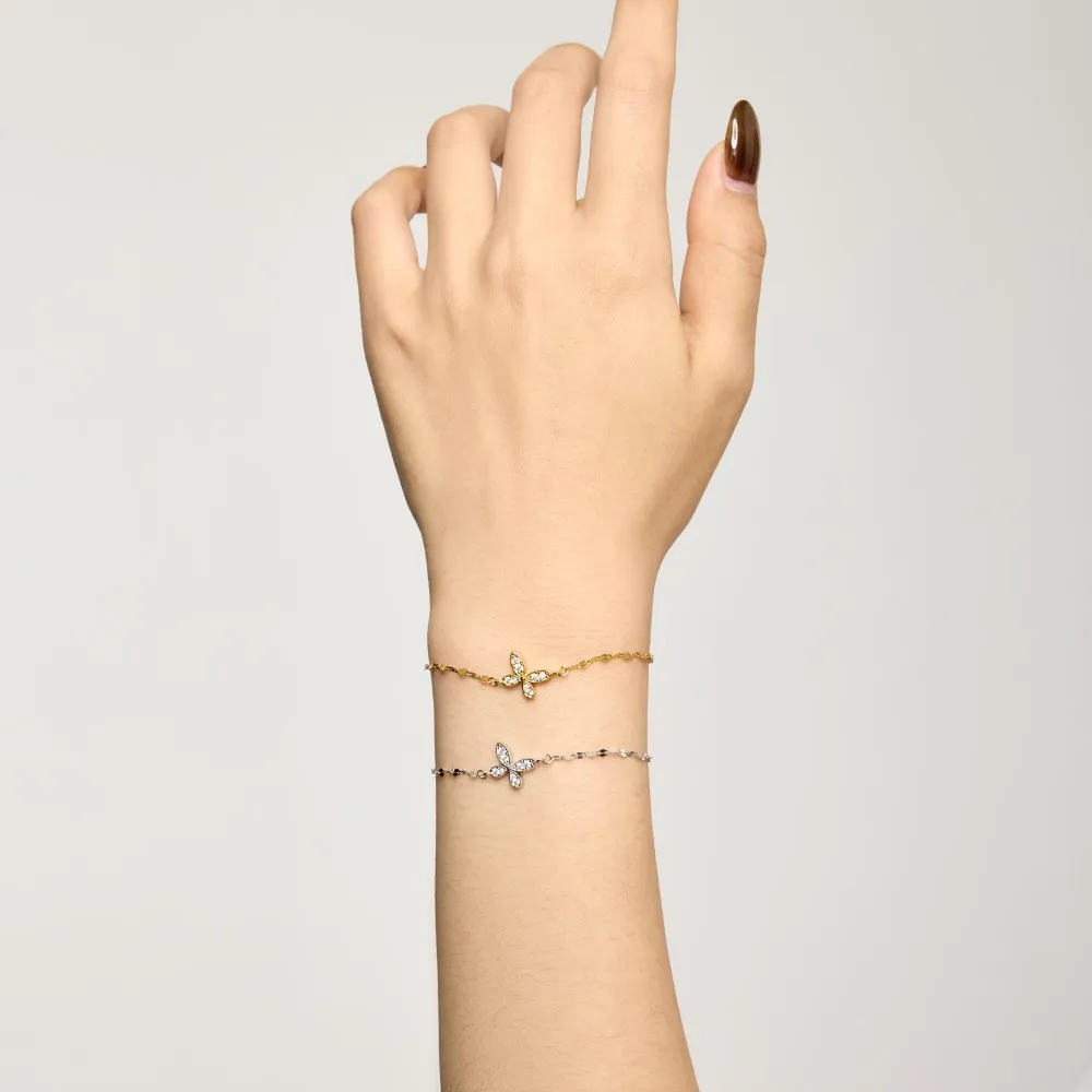 KAKODIY Elegance Exquisite Fashion 18K Gold Rhodium Plated 925 Sterling Silver Lip Chain 5A Cubic Zirconia Butterfly Pendant Bracelet Women detail 1