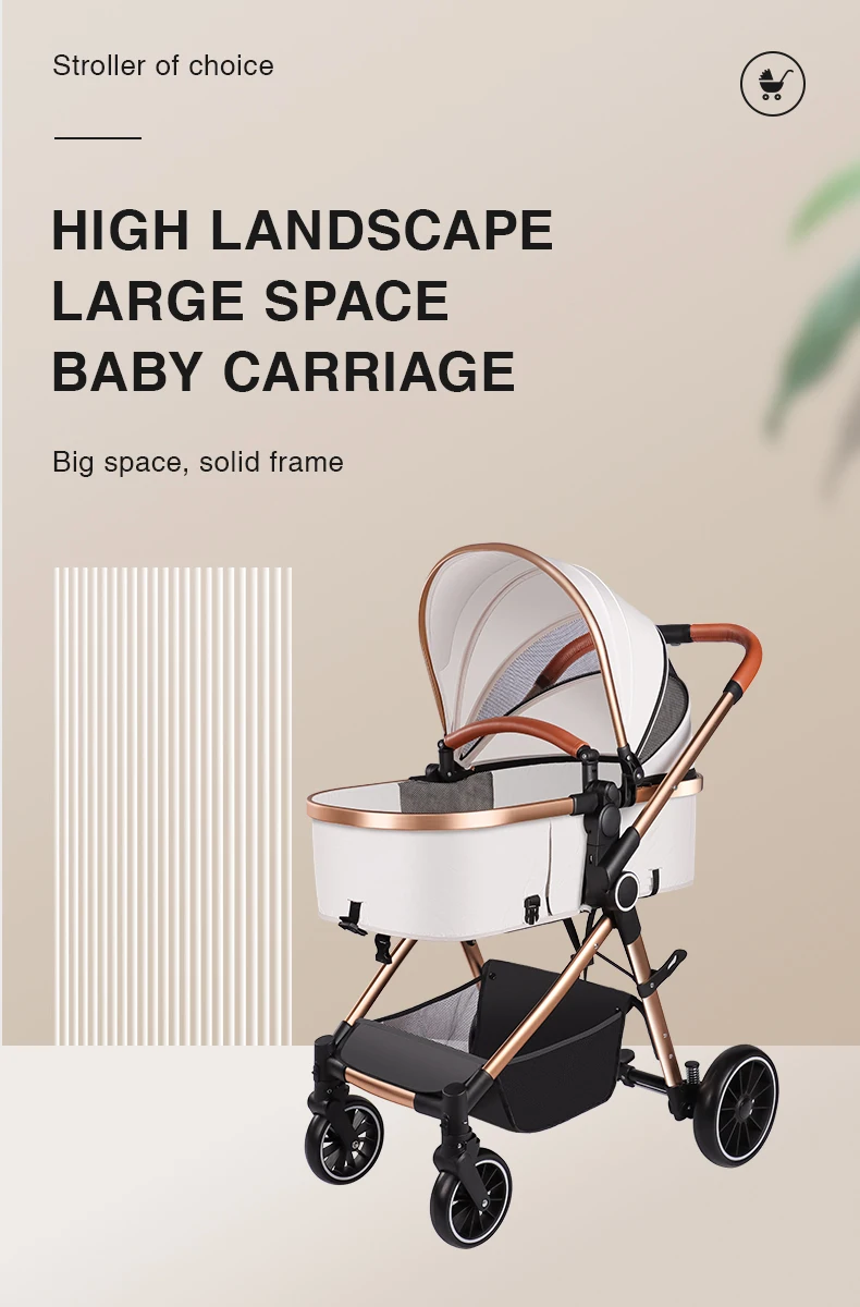 2023 New Upgrade Baby Stroller Car Portable System Luxury Leather 3 In 1 Baby Stroller