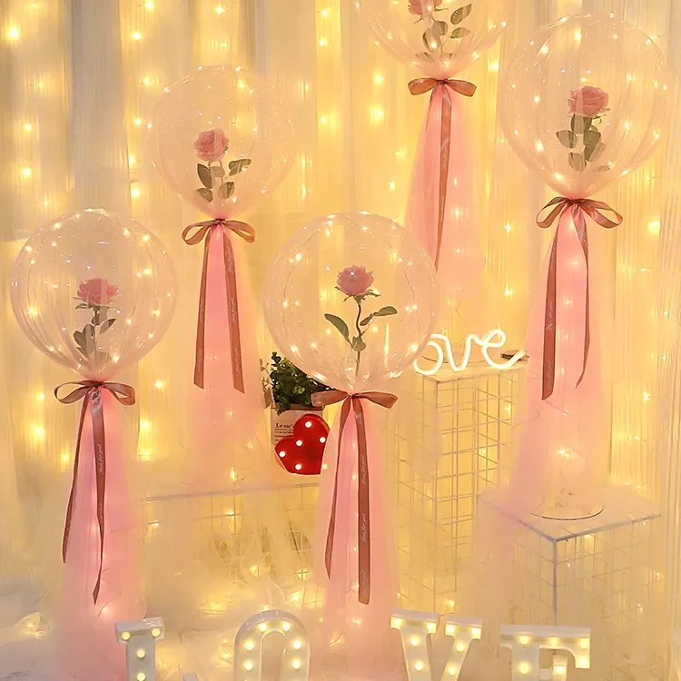 Flower Light Led Rose Wedding Balloons Commercial Led Luminous Latex ...