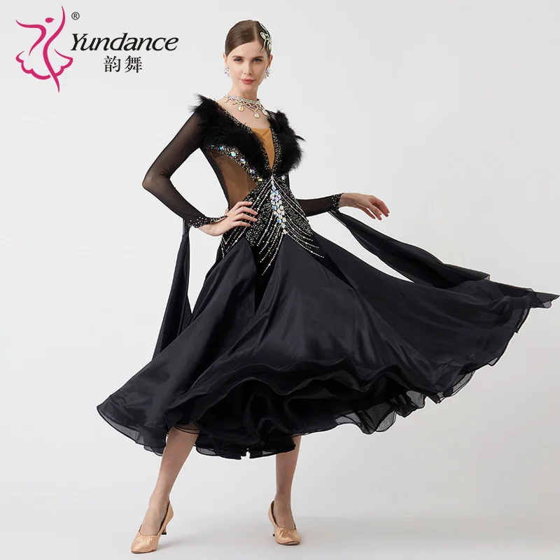 B-23015 Custom New International Standard Ballroom Dance Dress High Quality  Pearl Silk Ballroom Dance Dresses for Sale