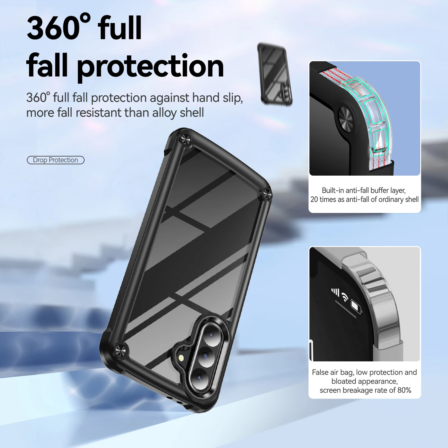 Four Corners Shockproof Clear Hard Back Cover Phone Case for Samsung Galaxy A36 A37 A56 5G A17 4G A53 Anti-fall Phone Shell